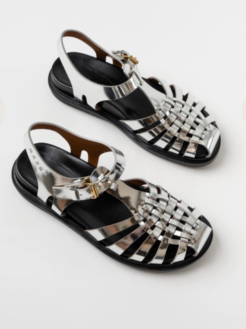 Marni Silver Metallic Fisherman Sandals